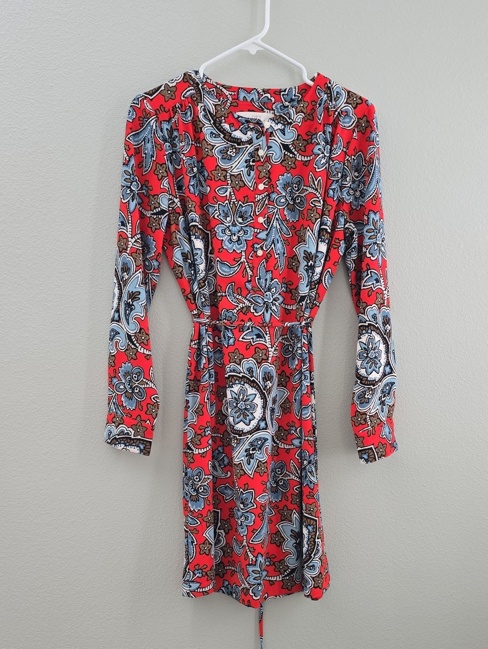 9/28 Loft Red Floral Long-Sleeve Dress
